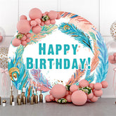 Funkeln Blau Feder Glücklich Geburtstag Runden Hintergrund